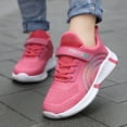thumbnail image 1 of OOOUM Girls Knit Mesh Sneakers Hook And Loop Walking Shoes Kids Running Shoes Lightweight Casual Outdoor Children Athletic Shoes Hot Pink US:2.5/10.5-11 Years, 1 of 8