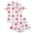 thumbnail image 1 of OOOUM Girls Short Sleeve Lounge Set Kids Sweet Button Down Sleep Set Toddler Lightweight Comfortable Outfits Two Piece Set 4-5 Years, 1 of 9