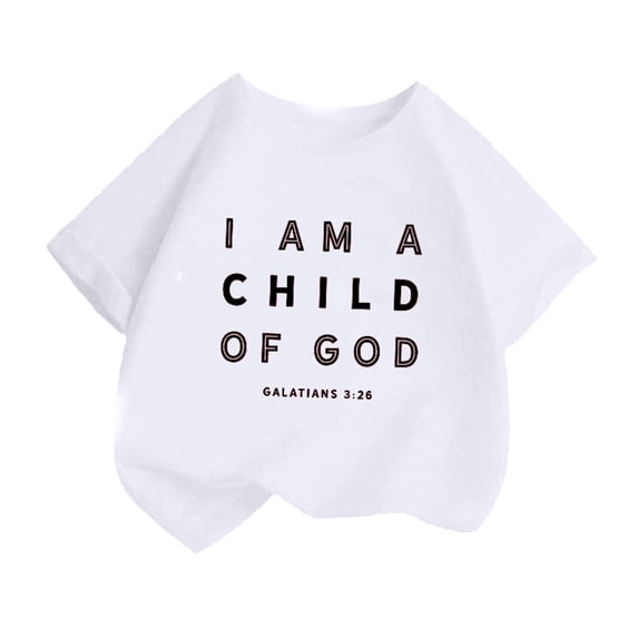 OOOUM Girls Short Sleeve T-Shirt Soft Lightweight Letter Print Shirt Tee Breathable Daily Casual Top Kids Loose Fit Summer Outdoor Fashion Tees White 2-4 Years