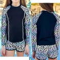 thumbnail image 1 of OOOUM Girls Three Piece Beach Summer Swimsuit Cute Bikini Set With Ruffle Trim High Waisted Separate Swimsuit Sheer Mesh Cover Up Skirt Bathing Suit Black 5-6 Years, 1 of 3