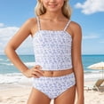 thumbnail image 1 of OOOUM Girls Three Piece Solid Color Swimsuit Travel Quick Dry Bikini Set Beach Summer Separate Swimsuit Sheer Mesh Cover Up Skirt Bathing Suit Blue 11-12 Years, 1 of 6