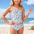 thumbnail image 1 of OOOUM Girls Three Piece Solid Color Swimsuit Travel Quick Dry Bikini Set Beach Summer Separate Swimsuit Sheer Mesh Cover Up Skirt Bathing Suit Sky Blue 5-6 Years, 1 of 4