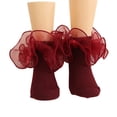 thumbnail image 1 of OOOUM Girls Tulle Ruffle Socks Stretchy Kids Ankle Socks Cute Ruffle Socks Dress Party Daily Wear 0-6 Months, 1 of 4
