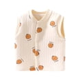thumbnail image 1 of OOOUM Infant Cotton Vest Crowneck Button Down Sleeveless Waistcoat Cute Cartoon Print Lightweight Outfits Orange 12-24 Months, 1 of 3