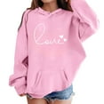thumbnail image 1 of OOOUM Kids 2 Piece Sweatsuits Sets Long Sleeve Letter Prints Warm Hoodie Pullover Tops Sets Fashionable Casual Clothing Sets For Kids Pink 8-9 Years, 1 of 3