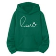 thumbnail image 1 of OOOUM Kids 2 Piece Sweatsuits Sets Long Sleeve Letter Prints Warm Hoodie Pullover Tops Sets Fashionable Casual Clothing Sets For Kids Dark Green 8-9 Years, 1 of 2