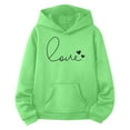 thumbnail image 1 of OOOUM Kids 2 Piece Sweatsuits Sets Long Sleeve Letter Prints Warm Hoodie Pullover Tops Sets Fashionable Casual Clothing Sets For Kids Light Green 3-4 Years, 1 of 2