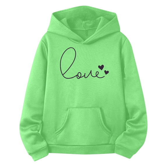 OOOUM Kids 2 Piece Sweatsuits Sets Long Sleeve Letter Prints Warm Hoodie Pullover Tops Sets Fashionable Casual Clothing Sets For Kids Light Green 3-4 Years
