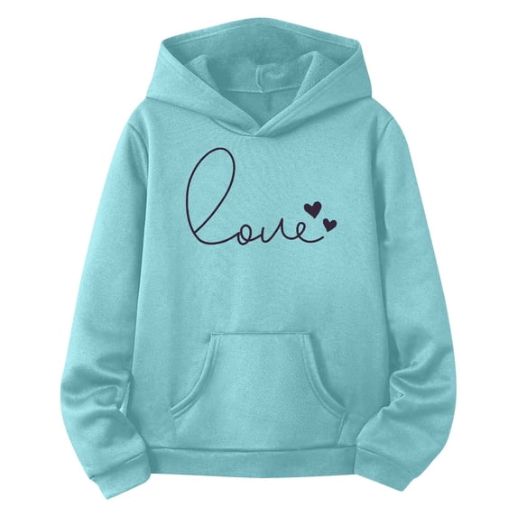 OOOUM Kids 2 Piece Sweatsuits Sets Long Sleeve Letter Prints Warm Hoodie Pullover Tops Sets Fashionable Casual Clothing Sets For Kids Sky Blue 2-3 Years