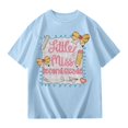 thumbnail image 1 of OOOUM Kids Back To School Graphic T-Shirt Soft Breathable Crewneck Printed Shirt Loose Fit Lightweight Casual Top Sky Blue 13-14 Years, 1 of 7