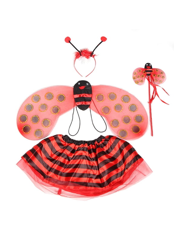 Kids Bee Theme Role Play Set Tutu Skirt Wings And Headband Accessories Insect Pretend Outfits Set One Size