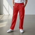 thumbnail image 1 of OOOUM Kids Cargo Pants Elastic Waist Solid Color Track Pants With Pocket Workout Casual Trousers For Big Boys And Girls Red 10-11 Years, 1 of 8