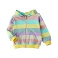 thumbnail image 1 of OOOUM Kids Colorful Stripe Zip Hoodie Front Pocket Soft Long Sleeve Pullover Boys Girls Casual Sweatshirt Jacket Yellow 2-3 Years, 1 of 9