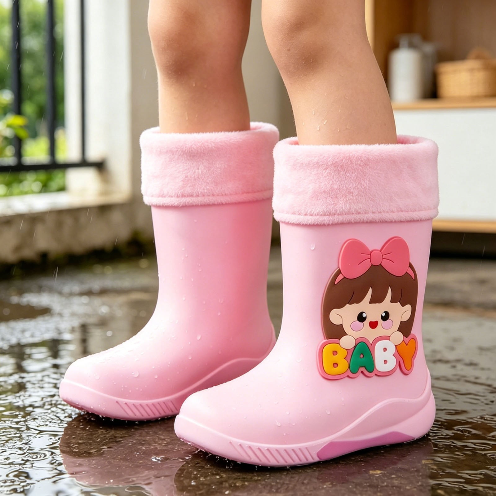 Outside School Sign OOOUM Kids Cute Rain Boots Pull On Outdoor School Rubber Boots Rainy ...