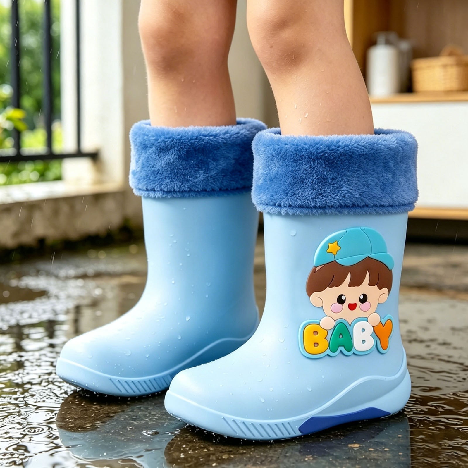 Outside School Sign OOOUM Kids Cute Rain Boots Pull On Outdoor School Rubber Boots Rainy ...