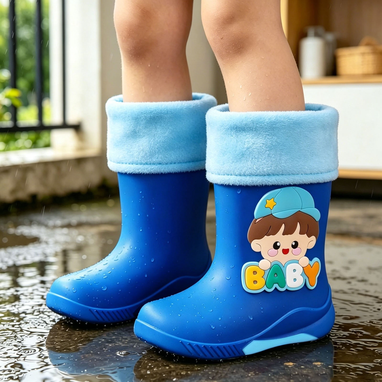 Outside School Sign OOOUM Kids Cute Rain Boots Pull On Outdoor School Rubber Boots Rainy ...