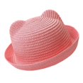 thumbnail image 1 of OOOUM Kids Cute Straw Hat Lightweight Breathable Rolled Brim Sun Hat Outdoor Travel Beach Hat For Toddler Boys Girls Pink, 1 of 3