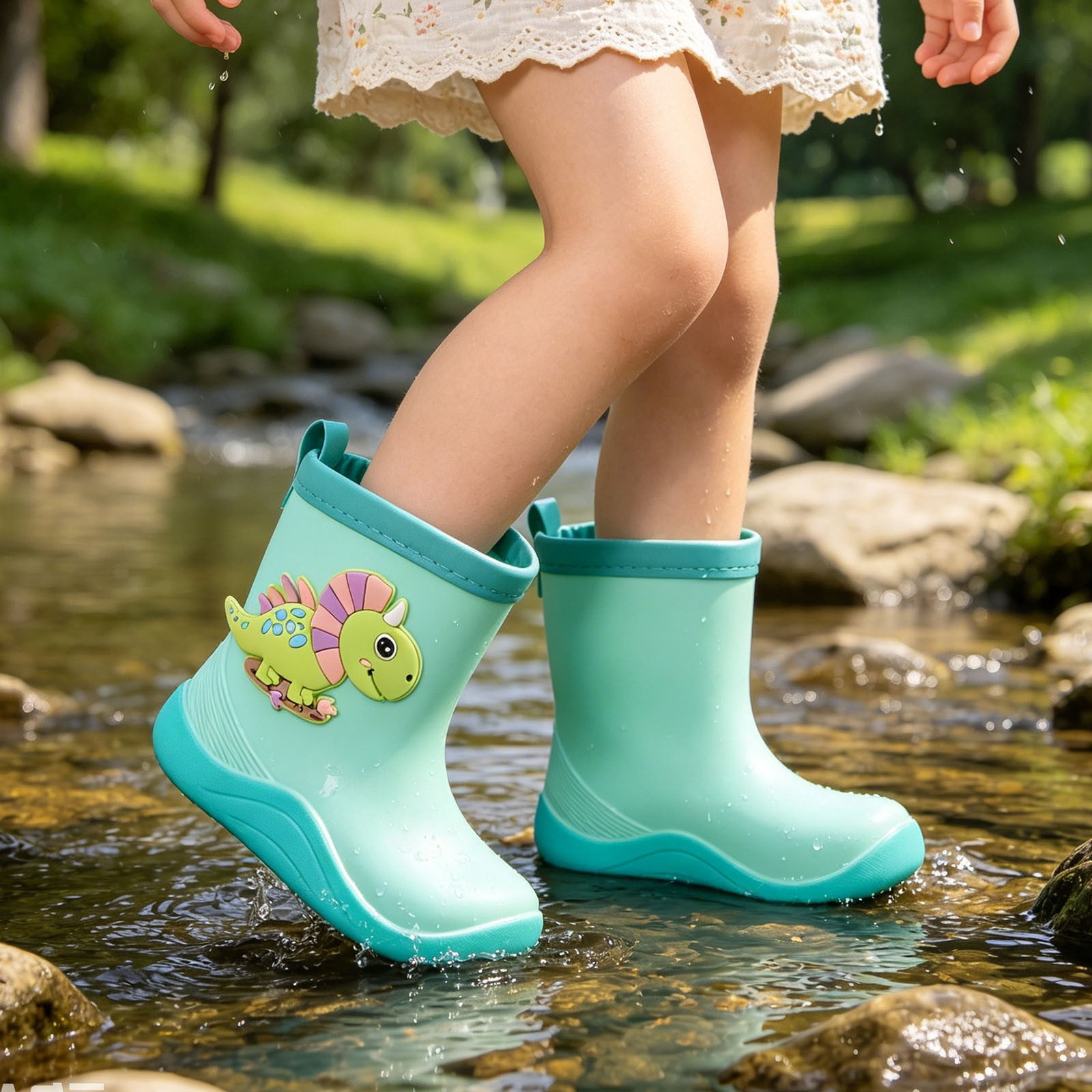 OOOUM Kids Dinosaur Rain Boots Easy Clean Non Rubber Boots Autumn ...