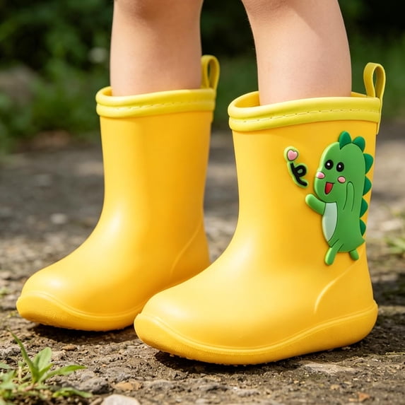 OOOUM Kids Dinosaur Rain Boots Padded Insole Spring Autumn Rubber Boots ...