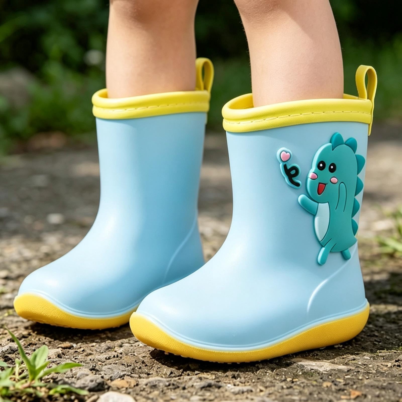Cleanest Cleats OOOUM Kids Dinosaur Rain Boots Padded Insole Spring Autumn Rubber Boots ...