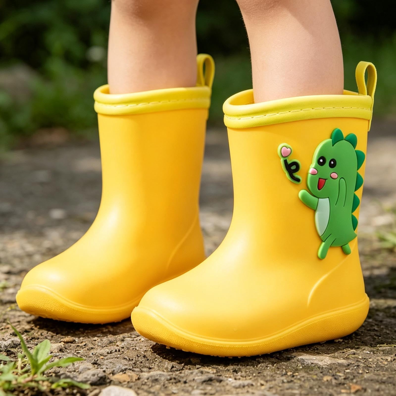 OOOUM Kids Dinosaur Rain Boots Padded Insole Spring Autumn Rubber Boots ...