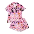 thumbnail image 1 of OOOUM Kids Halloween Lounge Set Girls Button Down Print Shirt & Shorts Set Summer Comfortable Outfit 13-14 Years, 1 of 4