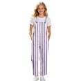 thumbnail image 1 of OOOUM Kids Overalls Striped Print Adjustable Straps Button Closure Straight Leg Loose Fit Casual Long Jumpsuit Pants,5-6 Years, 1 of 6