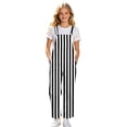 thumbnail image 1 of OOOUM Kids Overalls Striped Print Adjustable Straps Button Closure Straight Leg Loose Fit Casual Long Jumpsuit Pants,7-8 Years, 1 of 6