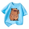 thumbnail image 1 of OOOUM Kids Short Sleeve T-Shirt Trendy Cute Cartoon Print Basic Tees Loose Breathable Festival Shirt Top Blue 4 years-6 years, 1 of 4