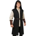 thumbnail image 1 of OOOUM Kids Sleeveless Hooded Long Open Front Robe Lightweight Woven Mid-Length Cloak Layering Outerwear Stage Beach Cover Up Black 13-14 Years, 1 of 8