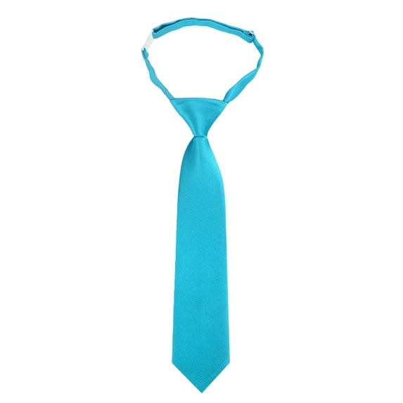 OOOUM Kids Smooth Satin Solid Color Pre-Tied Necktie Flexible Adjustable Elastic Strap Formal Neckwear Classic Slim Tie Shape Party Accessory Light Blue One Size