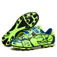 thumbnail image 1 of OOOUM Kids Soccer Cleats Hook And Loop Firm Ground Shoes Children Football Shoes Non Slip Outdoor Training Youth Soccer Shoes Green US:13/7-8 Years, 1 of 8