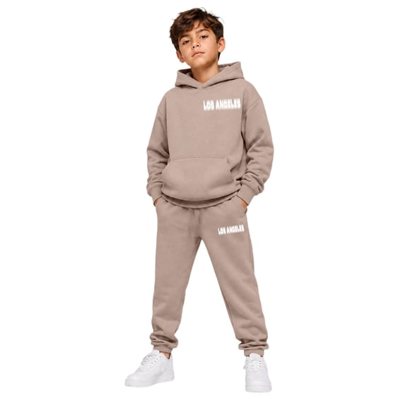 OOOUM Kids Sweatsuit Letter Graphic Hoodie And Jogger Pants 2 Piece Boy Casual Tracksuit Set , 11-12 Years