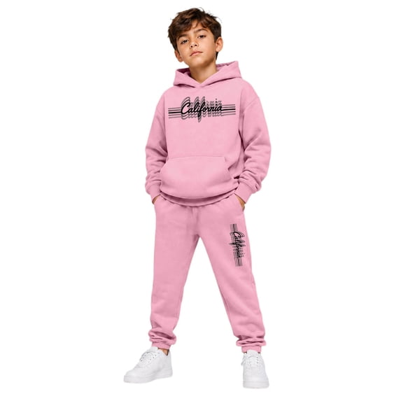 OOOUM Kids Sweatsuit Letter Graphic Hoodie And Jogger Pants 2 Piece Boy Casual Tracksuit Set , 2-3 Years