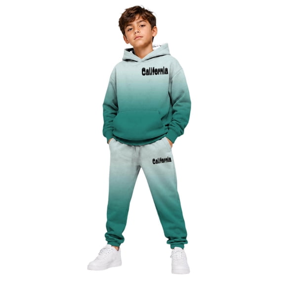 OOOUM Kids Sweatsuit Ombre Gradient Hoodie And Jogger Pants 2 Piece Boy Casual Tracksuit Set , 5-6 Years