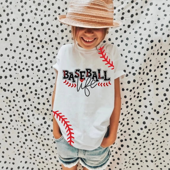 OOOUM Kids T-Shirt Crewneck Baseball Graphic Short Sleeve Tees Breathable Relaxed Fit Casual Tops Pink 5-6 Years