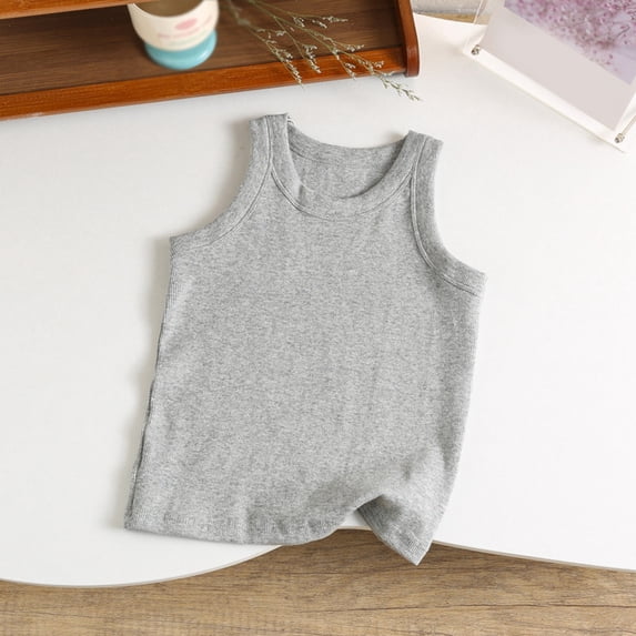 OOOUM Kids Tank Top Boys Girls Sleeveless Crew Neck Undershirt Solid ...