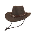 thumbnail image 1 of OOOUM Kids Woven Cowboy Hats Adjustable Chin Strap Outdoor Western Hats Boys Girls Western Straw Cowgirl Hat One Size, 1 of 4