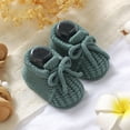 thumbnail image 1 of OOOUM Knitted Baby Booties For Newborns Comfortable Soft Infant Shoes Warm Socks Bow Detail Casual Winter First Walker Shoes Dark Green US:3/0-3 Months, 1 of 3