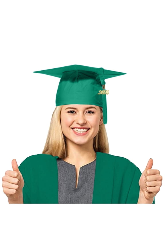 Matte Graduation Cap With 2026 Tassel Academic Graduation Hat Ceremonies For Adult Green