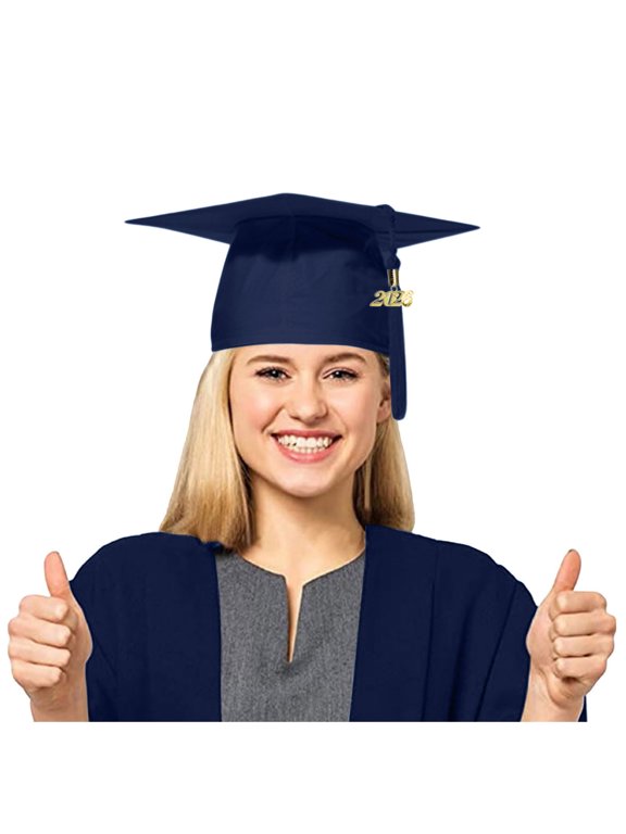 Matte Graduation Cap With 2026 Tassel Academic Graduation Hat Ceremonies For Adult Navy