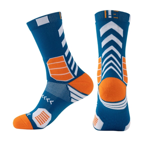 OOOUM Men Athletic Crew Socks Breathable Mesh Anti Blister Mid Calf Sports Socks For Running Basketball Cycling Training Outdoor Activities Blue