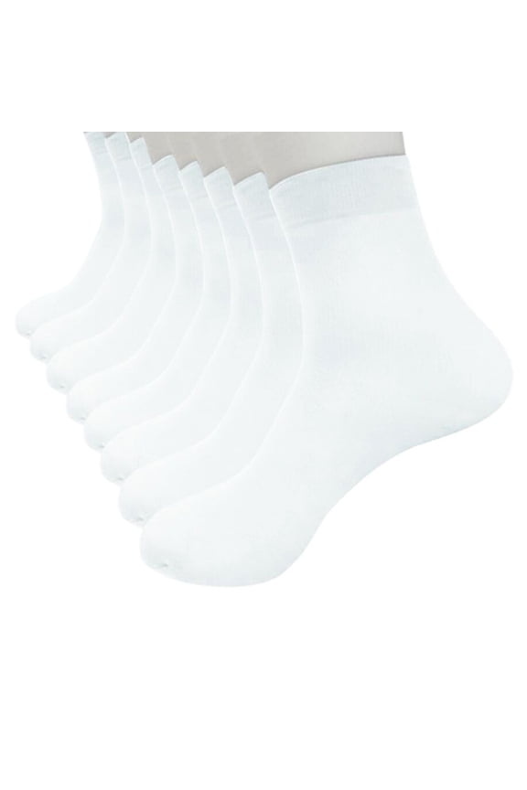 Men Ribbed Breathable Ankle Socks 8 Packs Soft Lightweight Sweat Wicking Short Casual Socks Elastic Cuff Running Socks White