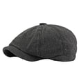 thumbnail image 1 of OOOUM Men'S Herringbone Tweed Newsboy Cap Classic Wool Blend Flat Cap Adjustable Vintage Hat Black, 1 of 6