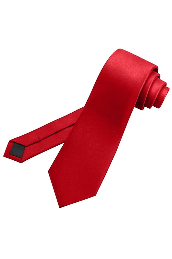 Mens Solid Satin Necktie Smooth Formal Classic Ties Lightweight Wedding Ceremony Neck Wear Red