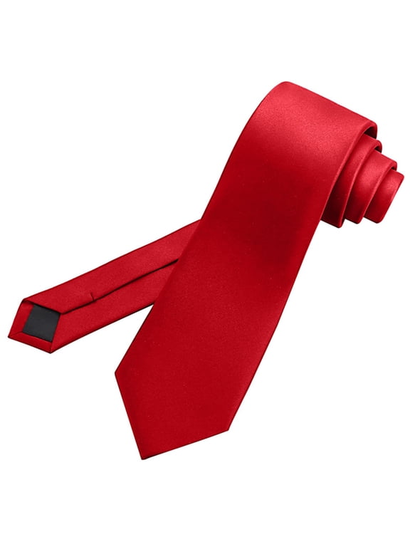 Mens Solid Satin Necktie Smooth Formal Classic Ties Lightweight Wedding Ceremony Neck Wear Red