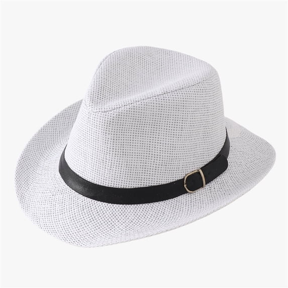 OOOUM Panama Straw Cowboy Hat Breathable Wide Brim Sun Hat Adjustable Uv Protection Beach Hat WH2