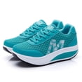 thumbnail image 1 of OOOUM Platform Running Shoes For Women Comfortable Soft Mesh Platform Sneakers Lace Up Lightweight Casual Summer Walking Shoes Blue US:8, 1 of 3