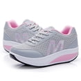 thumbnail image 1 of OOOUM Platform Running Shoes For Women Comfortable Soft Mesh Platform Sneakers Lace Up Lightweight Casual Summer Walking Shoes Grey US:9, 1 of 4