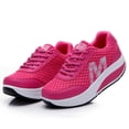 thumbnail image 1 of OOOUM Platform Running Shoes For Women Comfortable Soft Mesh Platform Sneakers Lace Up Lightweight Casual Summer Walking Shoes Red US:9, 1 of 8